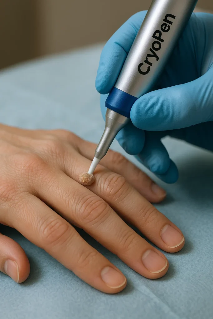 example of cryopen wart removal Sidcup treatment on a persons finger