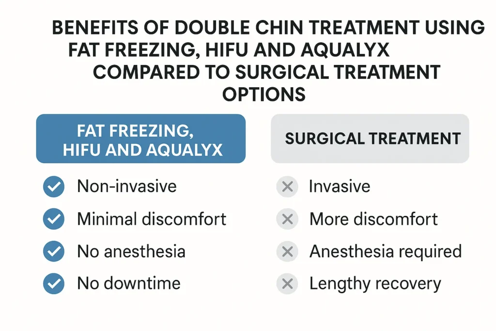 Graphic about the benefits of double chin treatment Sidcup - from LA LIPO
