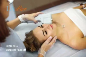 Woman having Hi-Fu to reduce wrinkles Sidcup.